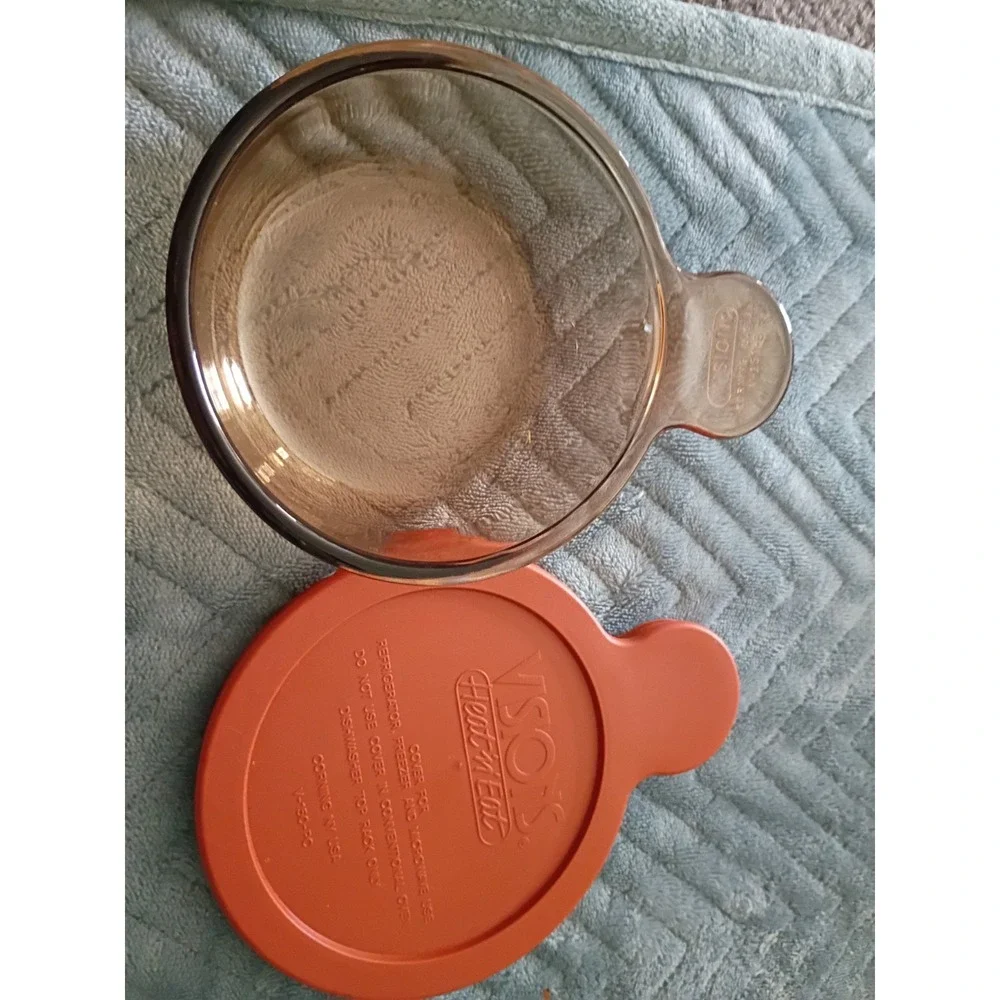 VTG Corning Visions V-150-B Heat 'n' Eat Amber Glass Bowl w/ Lid Cookware